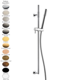 Set de douche design rond : barre de douche et douchette laiton 12 finitions + flexible