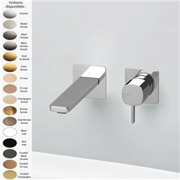 Parties externes mitigeur lavabo mural 2 trous HAPTIC, bec 14 cm, sans manette, laiton 16 finitions