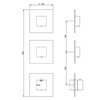 Schéma techniue parties externes thermostatique douche 2 sorties (3 trous) design carré