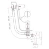 Schéma technique vidage baignoire rétro à bouchon chainette CGS, 56-65 cm