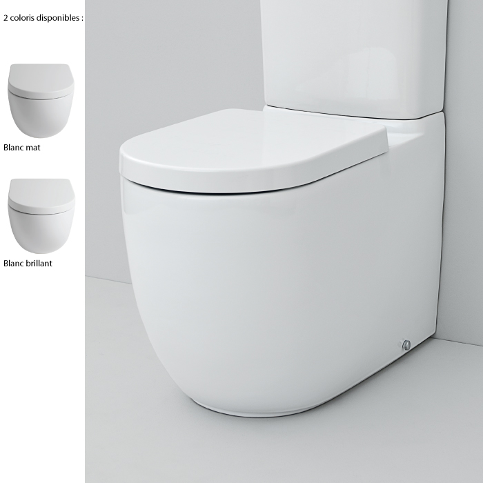Cuvette WC - OVONNI - carré blanche en céramique - mécanisme pratique -  système de vidange double moderne