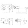 Schéma technique parties externes mitigeur lavabo mural 2 trous 40MM, bec 15 ou 20 cm, poignée à droite