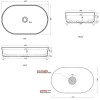 Schéma technique vasque ovale à poser 60x38 cm design SHUI COMFORT de Ceramica Cielo