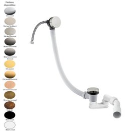 Vidage baignoire avec bec de remplissage en laiton, tuyau flexible 45-125 cm