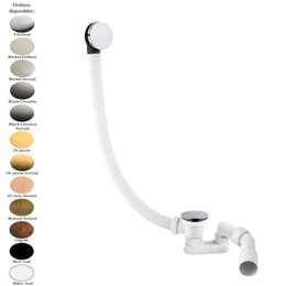 Vidage baignoire avec bonde clic-clac en laiton, tuyau flexible 45-125 cm