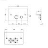 Schéma technique plaque de déclenchement chasse WC en inox de Quadro Design, boutons ronds