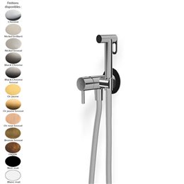 Kit douchette nettoyage cuvette WC à impulsion + mitigeur encastré design rond