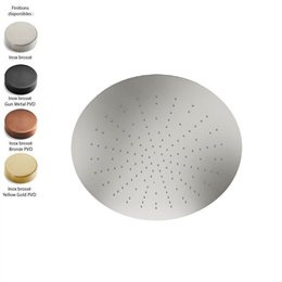 Pomme de douche plafond en inox à encastrer ronde Ø 34 cm, jet pluie