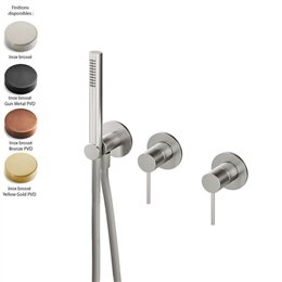 Parties externes 2 mitigeurs encastrés inox 40MM + kit douchette (3 trous)