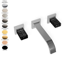 Parties externes mélangeur lavabo mural KEA manette cristal noir, bec 19 cm