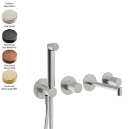 Parties externes double mitigeur baignoire encastré 4 trous en inox 28MM, manettes lisses