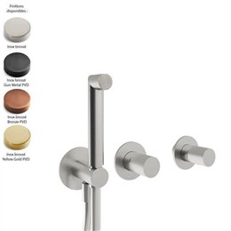 Parties externes 2 mitigeurs encastrés inox 28MM + kit douchette (3 trous), manettes lisses