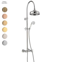 Colonne douche mélangeur rétro ROMANTICA, télescopique (100-145 cm), pommeau Ø20 cm