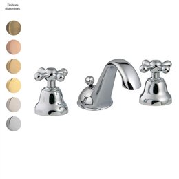 Mélangeur lavabo à poser 3 trous rétro ROMANTICA, bec bas + bonde