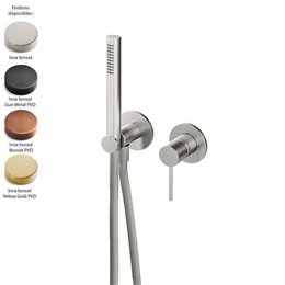 Parties externes mitigeur encastré inox 40MM + kit douchette (2 trous)