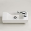 Lave-mains design très étroit 42x14,5 cm en résine minérale, robinet droite_D1