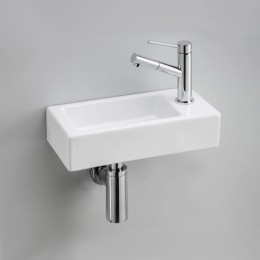 Petit lave-mains design 36x18 cm en céramique, robinet à droite_P2