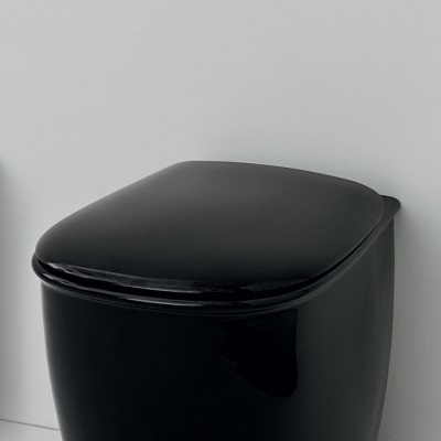 Abattant WC noir pour cuvette AZULEY - ATELIER, charnières à fermeture ralentie