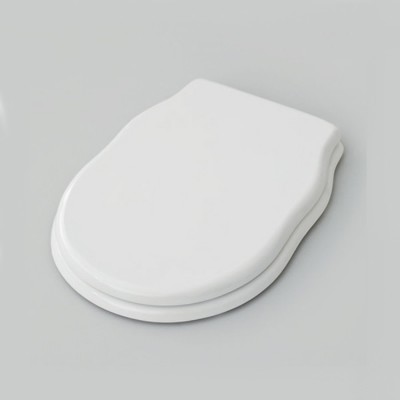 Abattant WC blanc pour cuvette rétro HERMITAGE - ELLADE, charnières à fermeture ralentie