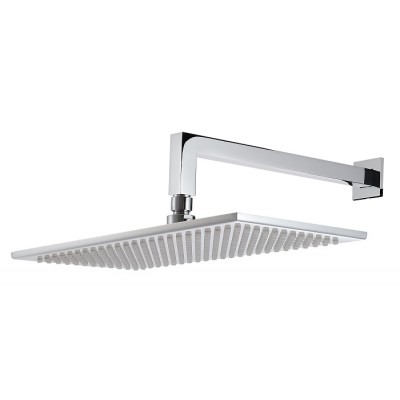 Set : Pommeau douche laiton rectangulaire 26x36 cm + bras mural section carrée (Treemme)