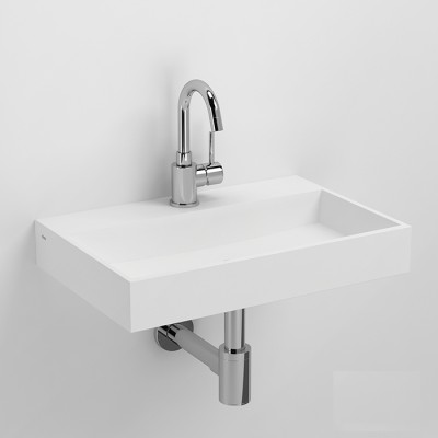 Lave-mains 48x32 cm MINI WASH ME PLUS en résine blanc, avec ou sans trou de robinet