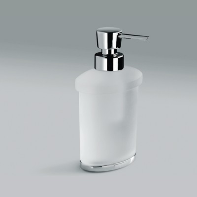 Distributeur de savon à poser LAND 230 ml en verre et laiton chromé