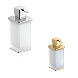 Distributeur de savon design LULU, 230 ml, verre dépoli et laiton chromé ou doré_P1