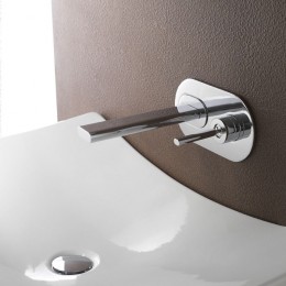 Mitigeur lavabo encastré design PAO de Treemme, saillie 19 cm, 4 finitions, chromé - A1