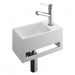 Lave-mains compact 33x18 cm + porte-serviettes, trou de robinet droite_P1