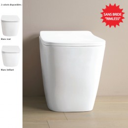 Cuvette WC sans bride à adosser design A16 de Artceram, sortie duale, céramique blanc brillant ou mat