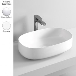 Vasque oblongue à poser 55x35 cm design COGNAC de Artceram, céramique fine, blanc - P2