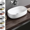 Vasque oblongue à poser 55x35 cm design COGNAC de Artceram, céramique fine, doré ou argenté
