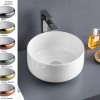 Vasque ronde à poser Ø35 cm COGNAC, céramique bicolore blanc / or ou platine