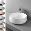 Vasque ronde à poser Ø42 cm design COGNAC de Artceram, céramique fine, doré ou argenté - P3