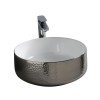 Vasque ronde à poser Ø42 cm design COGNAC de Artceram, céramique fine, platine bosselé_P1