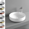 Vasque ronde à poser Ø48 cm design COGNAC de Artceram, céramique fine, doré ou argenté - P3