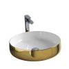 Vasque ronde à poser Ø48 cm design COGNAC de Artceram, céramique fine, or jaune - P1