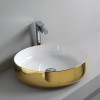 Vasque ronde à poser Ø48 cm design COGNAC de Artceram, céramique fine, or jaune