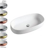 Vasque oblongue à poser 68x35 cm design COGNAC de Artceram, céramique fine, doré ou argenté - P1