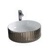 Vasque ronde à poser Ø44 cm design MILLERIGHE de Artceram, céramique fine blanc/platine_P1