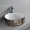 Vasque ronde à poser Ø44 cm design MILLERIGHE de Artceram, céramique fine blanc/ platine_P2