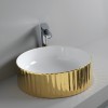 Vasque ronde à poser Ø44 cm MILLERIGHE de Artceram, céramique fine balnc/or jaune_P2