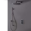 Set de douche design rond de Treemme : barre de douche et douchette, laiton noir mat