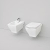 Cuvette WC suspendue + bidet design JAZZ de Artceram, céramique blanc mat
