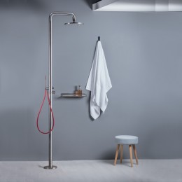 Colonne de douche au sol design en inox, douche de tête Ø 30 cm, DIAMETRO35 INOX_A1